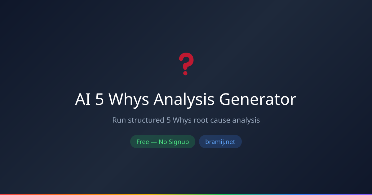 AI 5 Whys Analysis Generator — مجاني أونلاين | برامج | برامج